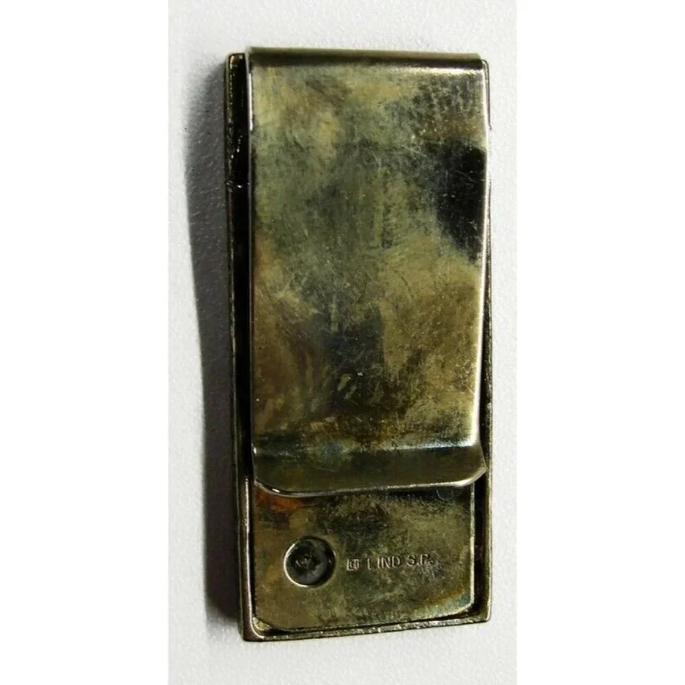 Lind Money Clip Silver Plated Nugget One Carat Simulated Cubic Zirconia Cash ID